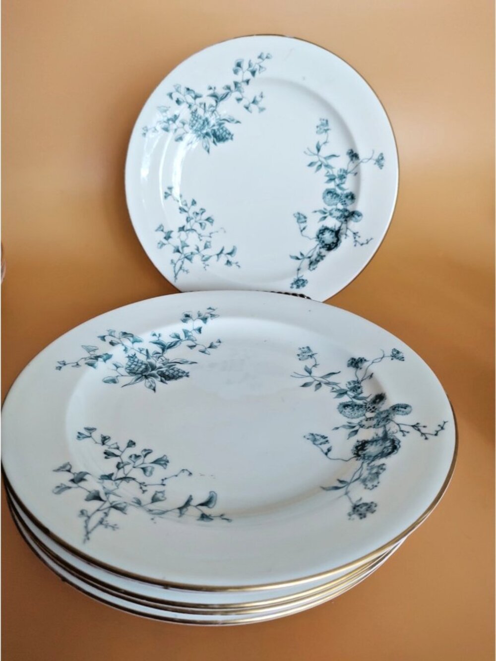 Antique Royal Crown Derby "The Fern" Lunch/Salad Plates 7" - 1920's (set of 6)